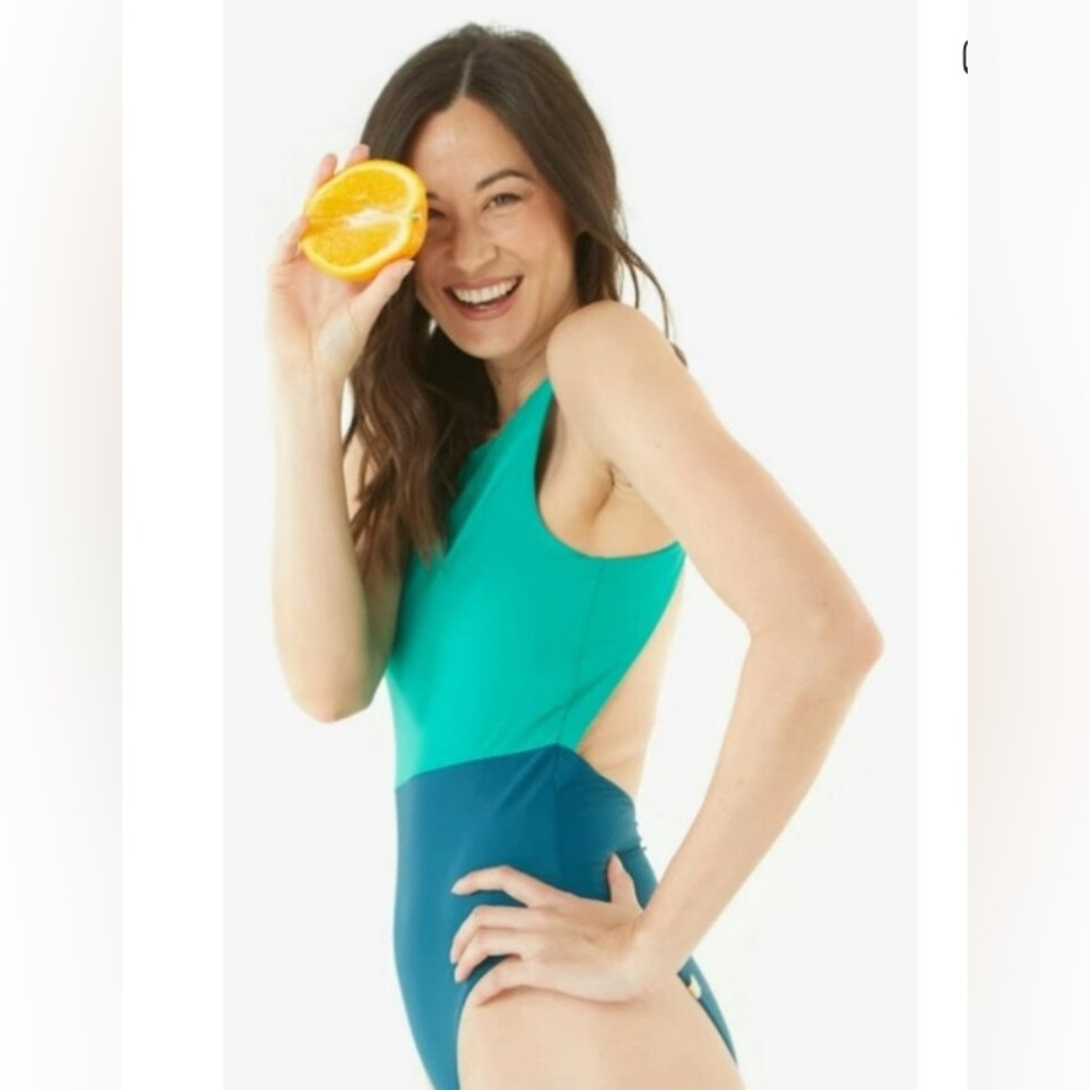 Summersalt Blue Green Colorblock The Cove 1 Piece Swimsuit Size 8 - Picture 5 of 5